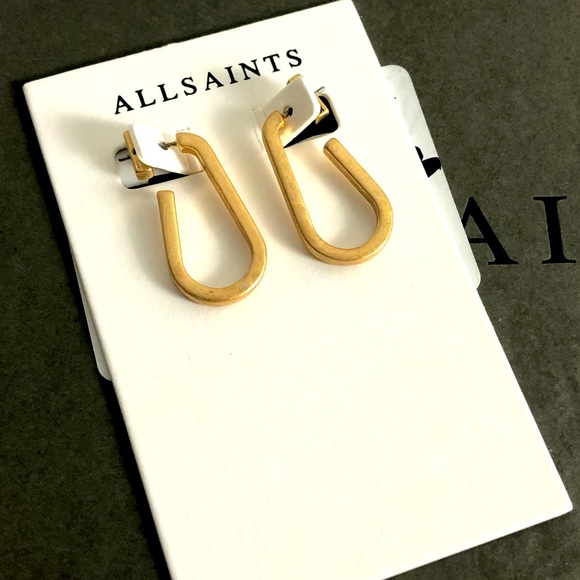 NWT All Saints Luna hoop earrings in gold brass - Picture 6 of 6